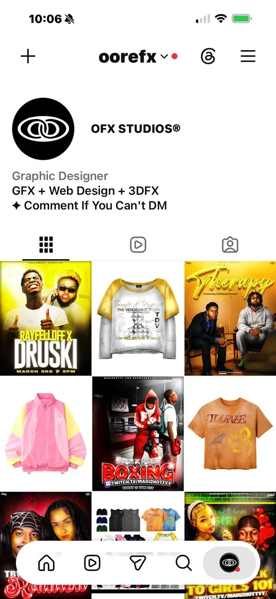 @oorefx Instagram profile